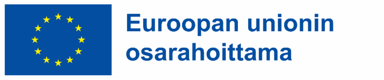Logo, jossa vasemmalla Euroopan unionin lippu ja oikealla teksti "Euroopan unionin osarahoittama".