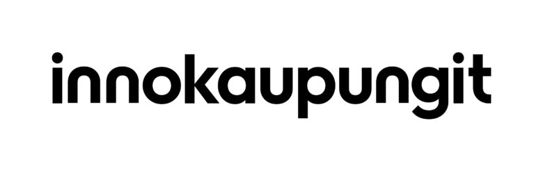 Innokaupungit-hankkeen musta logoteksti valkoisella taustalla.