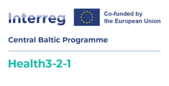 Interreg Central Baltic Programme logo, EU flag and the text Co-funded by the European Union, and the project name Health3-2-1.