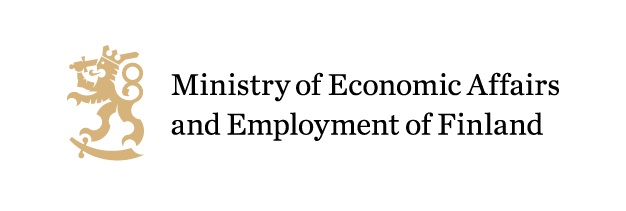 Logo of the Ministry of Economic Affairs and Employment of Finland, featuring the Finnish coat of arms and the ministry's name.