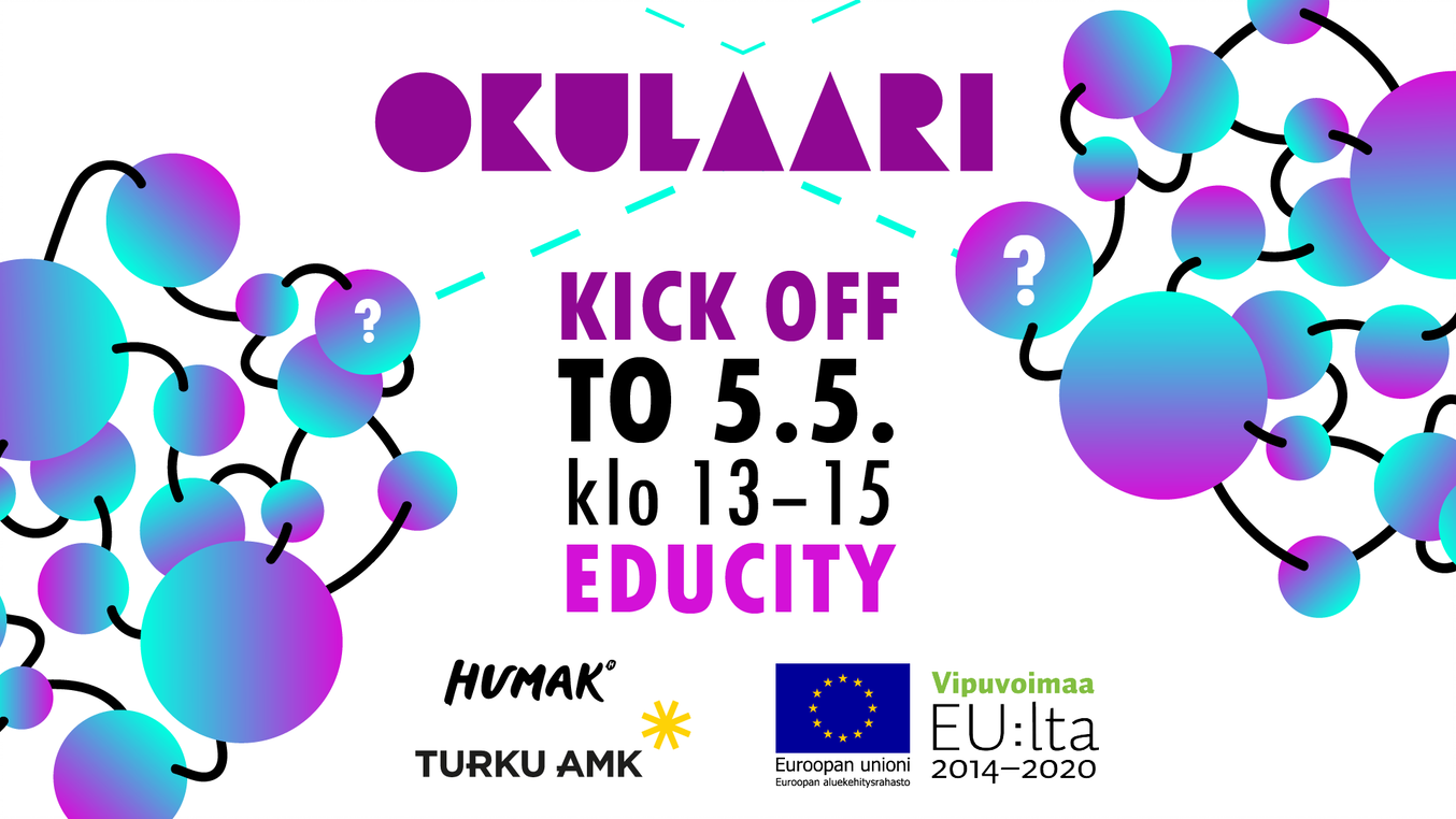 Okulaari-hankkeen kick off -tilaisuuden mainos.