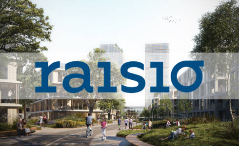Visiokuva Raision tulevaisuuden keskuspuistosta. Kuvan päällä tekstinä Raisio.