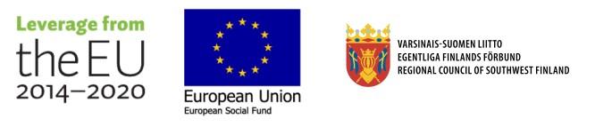 Levarage from the EU 2014-2020 and European Social Fund logos and Regional Council of Southwest Finland Logo